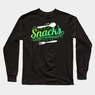 Leaves With Fork And Spoon - My Snacks Are Vegan Long Sleeve T-Shirt